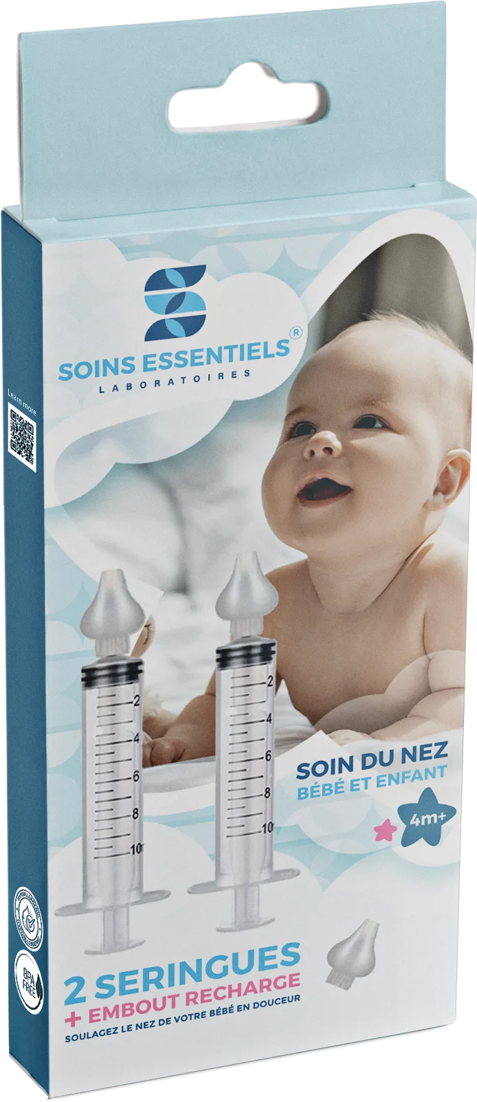 SOINS ESSENTIELS 2 SERINGUE NASALE + 3 EMBOUTS