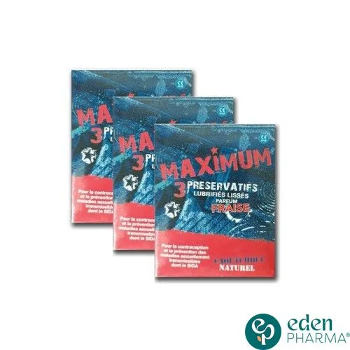 MAXIMUM PRESERVATIF PARFUM FRAISE BT/3