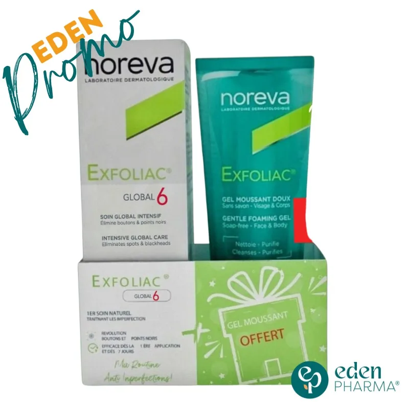 NOREVA EXFOLIAC GLOBAL 6 30ML + GEL NETTOYANT 100ML GRATUIT