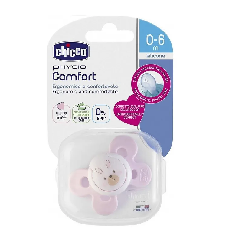 CHICCO SUCETTE PHYSIO COMFORT SILICONE 0-6M+ ROSE