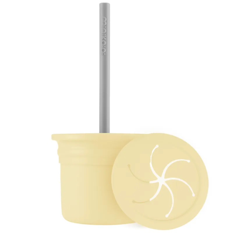 MINIKOIOI SIP+SNACK GOBELET A GOUTER EN SILICONE AVEC 2 COUVERCLES 6M+