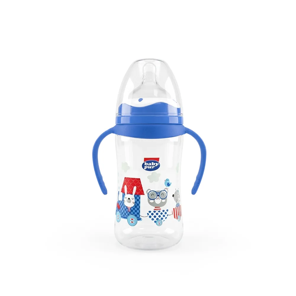BABY PUR BIBERON EN PLASTIQUE AVEC ANSE ERGONOMIQUE LARGE 250ML REF 72006
