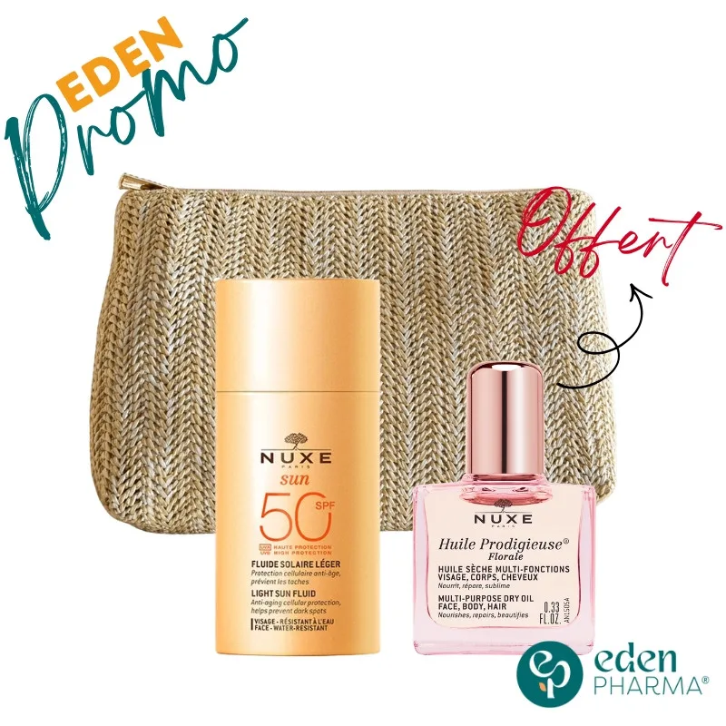 NUXE TROUSSE SUN FLUIDE VISAGE SPF50+ 50ML + HUILE FLORALE 10ML GRATUIT