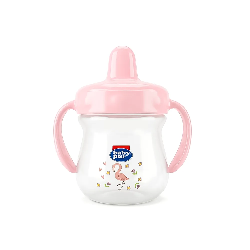 BABY PUR TASSE DOUBLE ANSE ET BEC SILICONE RIGIDE 8M+ REF 78501