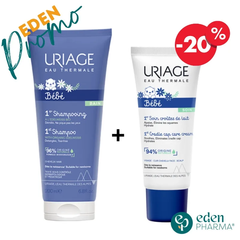 URIAGE BEBE 1ER SHAMPOOING EXTRA DOUX CHEVEUX 200ML + CROUTE DE LAIT 40ML -20%