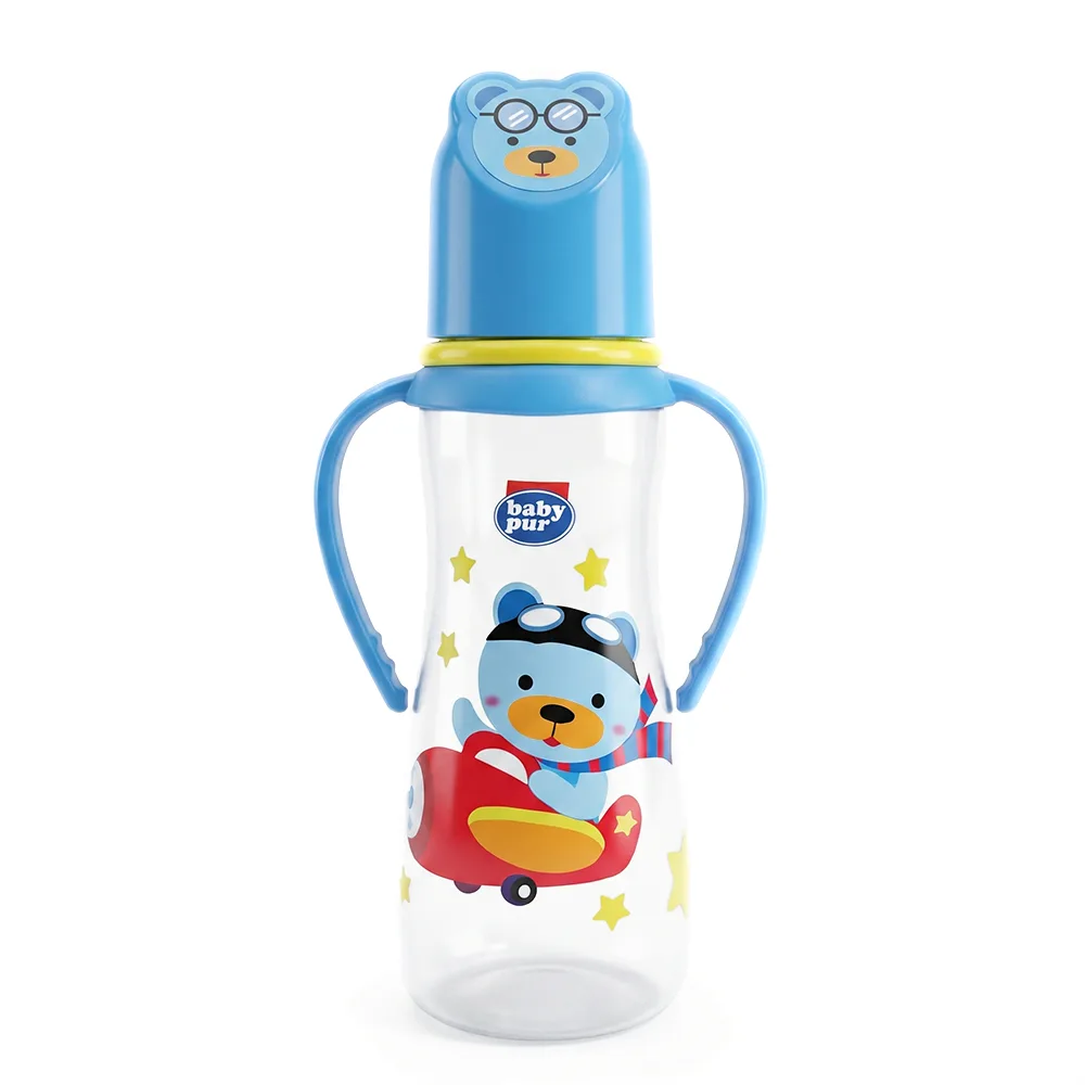 BABY PUR BIBERON EN PLASTIQUE SAFARI AVEC ANSES 250 ML REF 72037