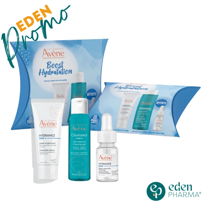 AVENE BOX HYDRANCE LEGERE ( CLEANANCE GEL NETTOYANT + SERUM BOOST) OFFERTS