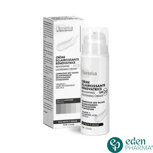 CLARENIA CREME ECLAIRCISSANTE RENOVATRICE SPF20 PEAU MIXTE A GRASSE 50ML