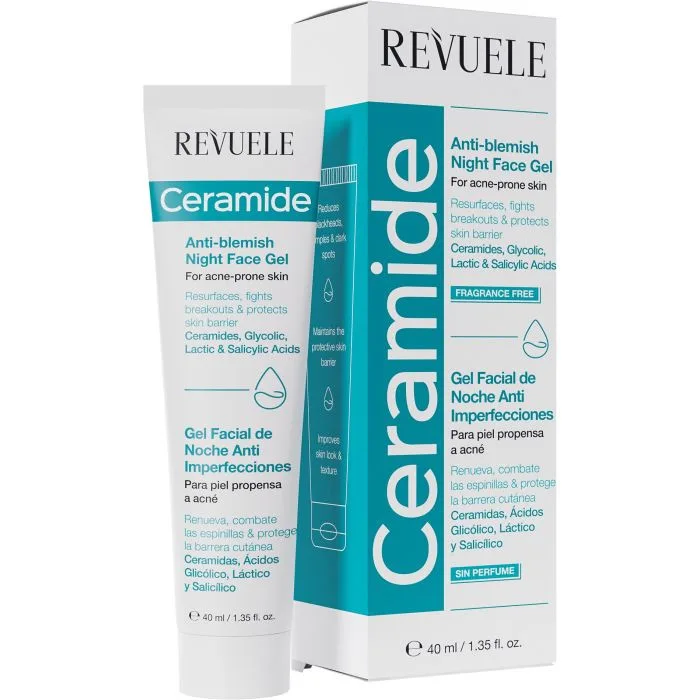 REVUELE CERAMIDE GEL POUR LE VISAGE DE NUIT ANTI-IMPERFECTIONS 40ML
