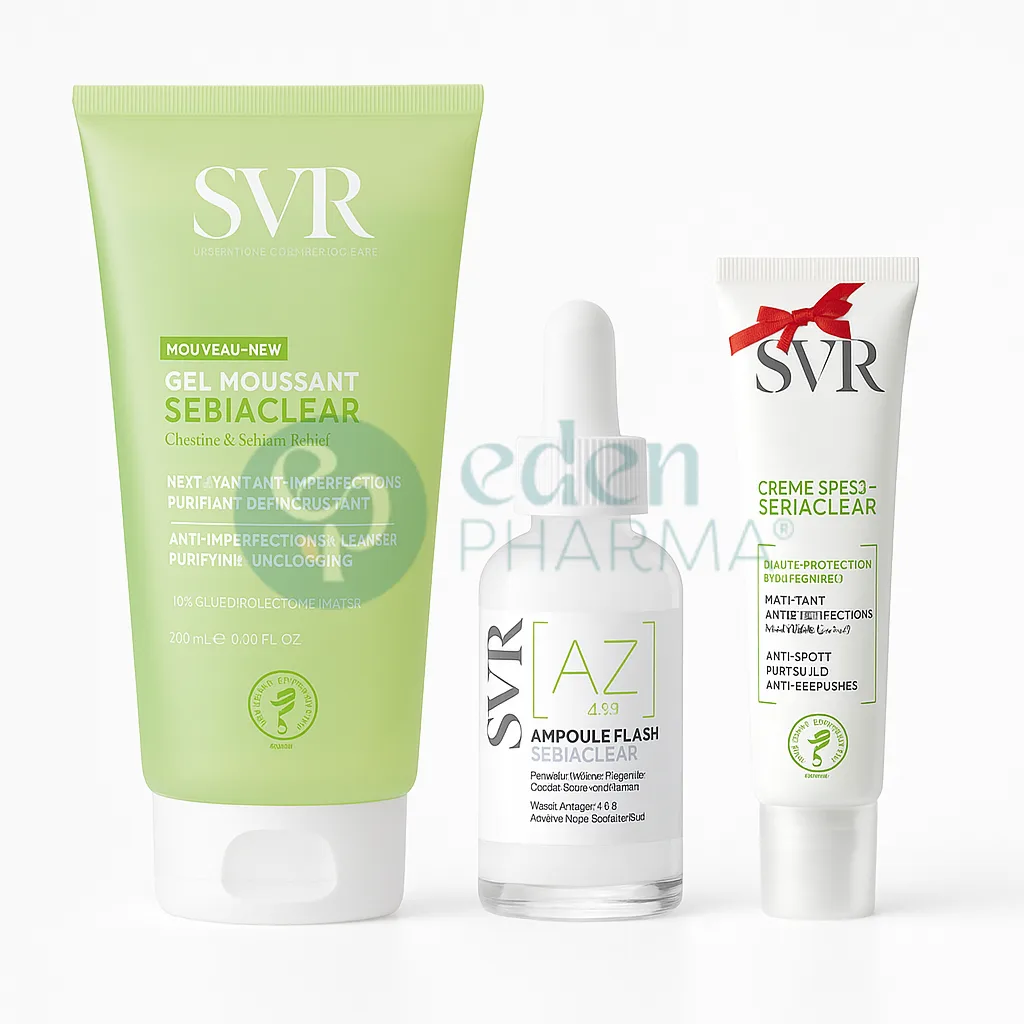 SVR SEBIACLEAR COFFRET AZ AMPOULE+GEL MOUSSANT+ECRAN OFFERT