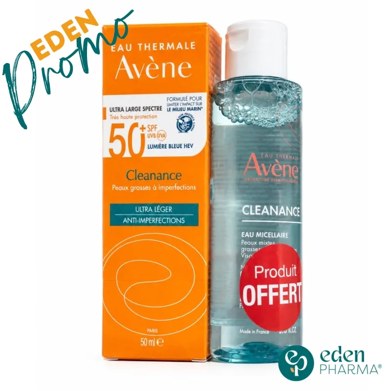 AVENE DUO CLEANANCE ULTRA LEGERE ANTI IMPERFECTIONS SPF50+ 50ML + EAU MICELLAIRE 100ML OFFERTE
