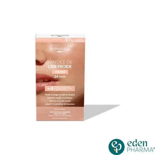 BYPHASSE BANDES DE CIRE FROIDE VISAGE ZONES DELICATES 24 PIECES