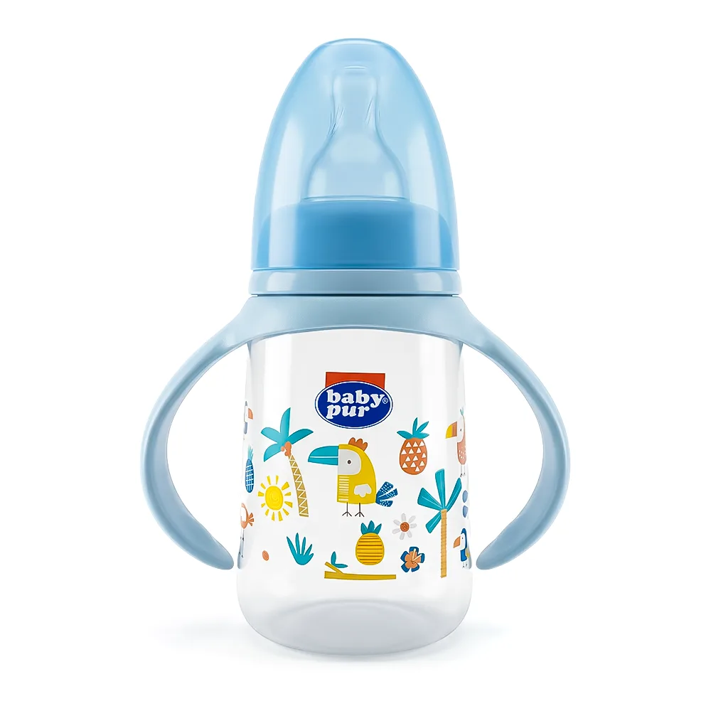 BABY PUR BIBERON EN PLASTIQUE STANDARD EARTH COLORS AVEC ANSE 125ML REF 72504
