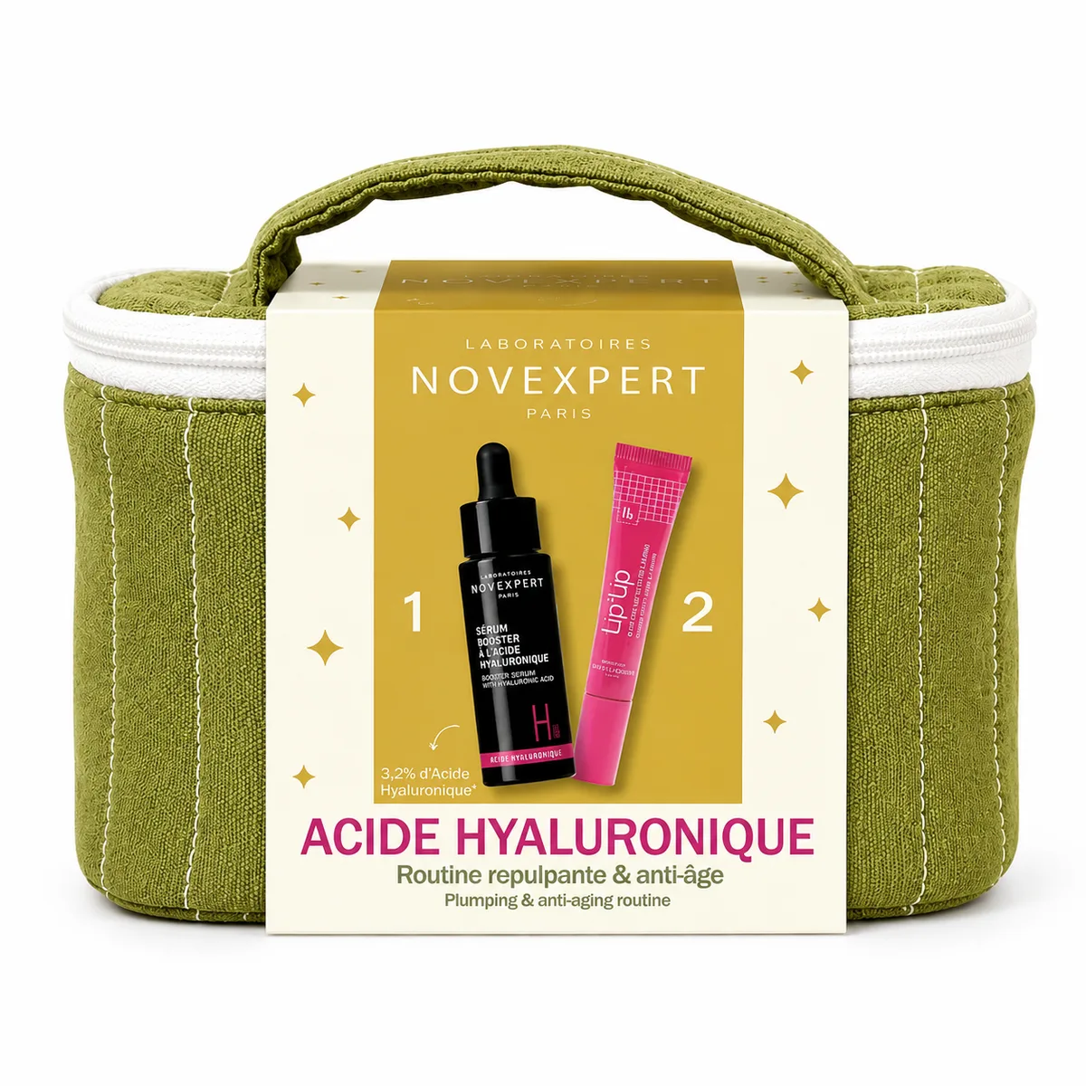 NOVEXPERT COFFRET SERUM BOOSTER A L'ACIDE HYALURONIQUE 30ML+LIP UP SOIN LEVRES REPULPANT 8ML (OFFERT)