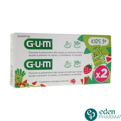 GUM DENTIFRICE KIDS +3ANS GOUT FRAISE LOT DE 2*50ML