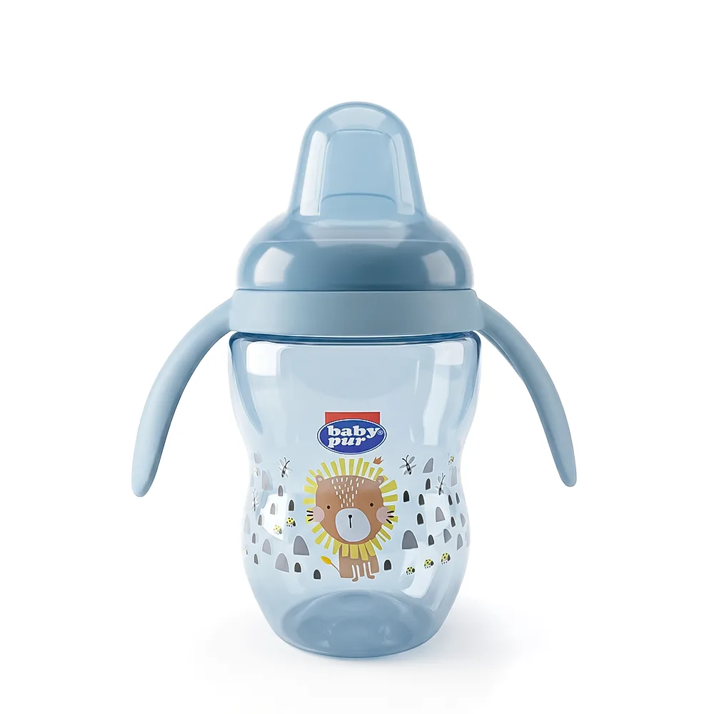 BABY PUR TASSE DOUBLE ANSE ET BEC SILICONE 6M+ 270ML REF 78502