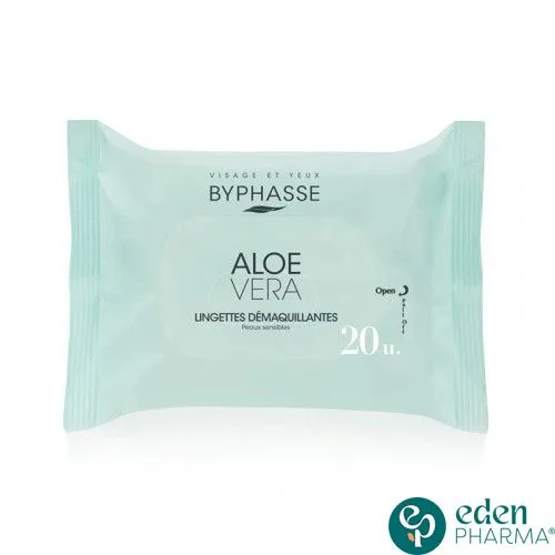 BYPHASSE LINGETTES DEMAQUILLANTES ALOE VERA 20 UNITES