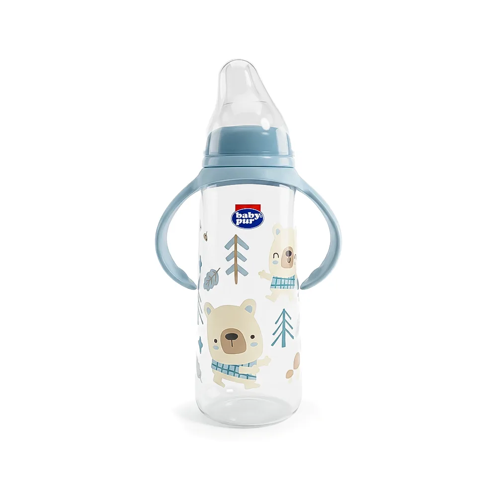 BABY PUR BIBERON ANGULAIRE EN PLASTIQUE AVEC ANSE 250ML REF 72502