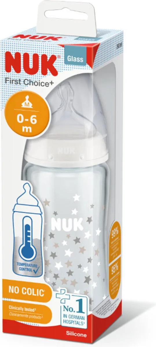 NUK BIBERON EN VERRE FIRST CHOICE 0-6 MOIS 240ML
