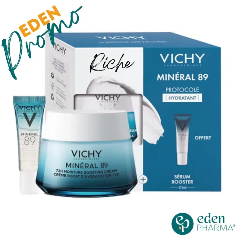 VICHY MINERAL 89 CREME RICHE BOOST HYDRATATION 72H 50 ML + SERUM 10ML OFFERT
