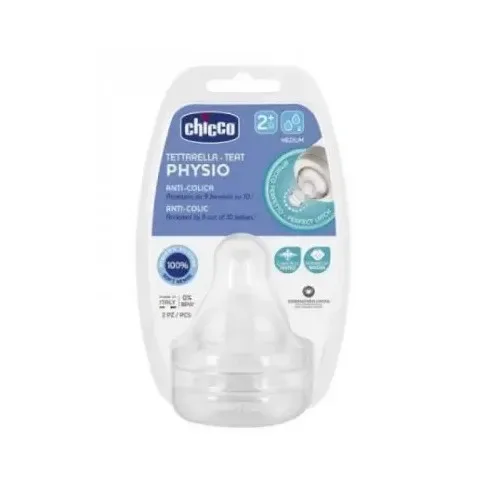 CHICCO LOT DE 2 TETINES SILICONE, 2M+