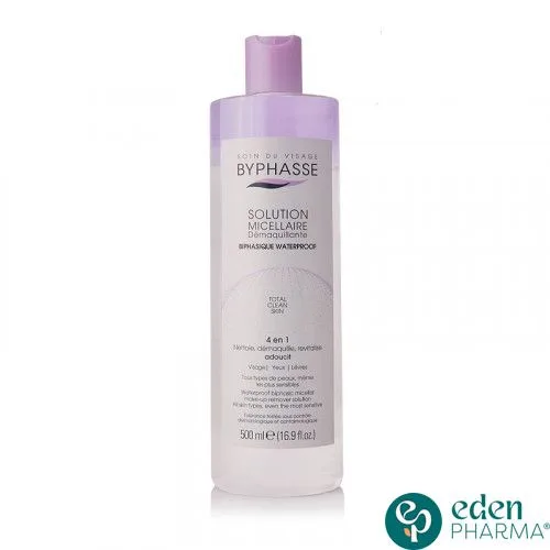 BYPHASSE SOLUTION MICELLAIRE DEMAQUILLANTE 4 EN 1 BIPHASIQUE WATERPROOF 500ML