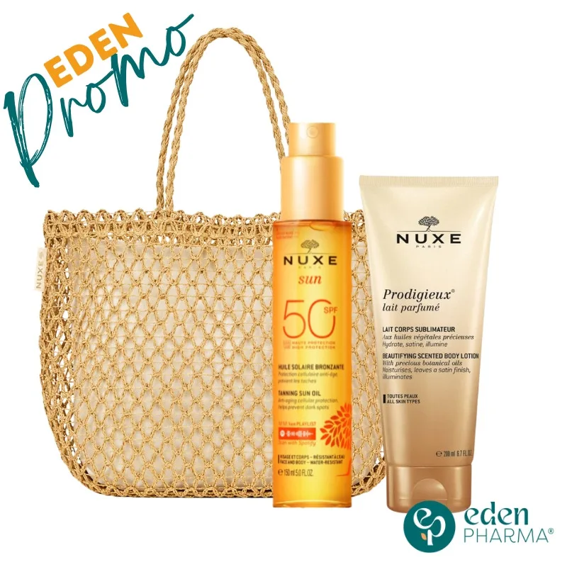 NUXE SAC SUN HUILE BRONZANTE SPF50+ 150ML + HUILE DE DOUCHE 200ML