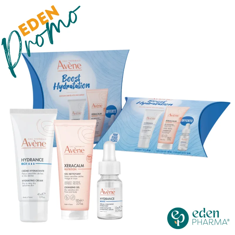 AVENE BOX HYDRANCE RICHE ( XERACALM GEL NETTOYANT + SERUM BOOST) OFFERTS