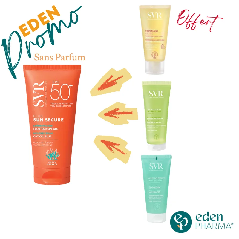 SVR SUN SECURE BLUR SANS PARFUM SPF50+ 50ML + SVR GEL 55ML OFFERT