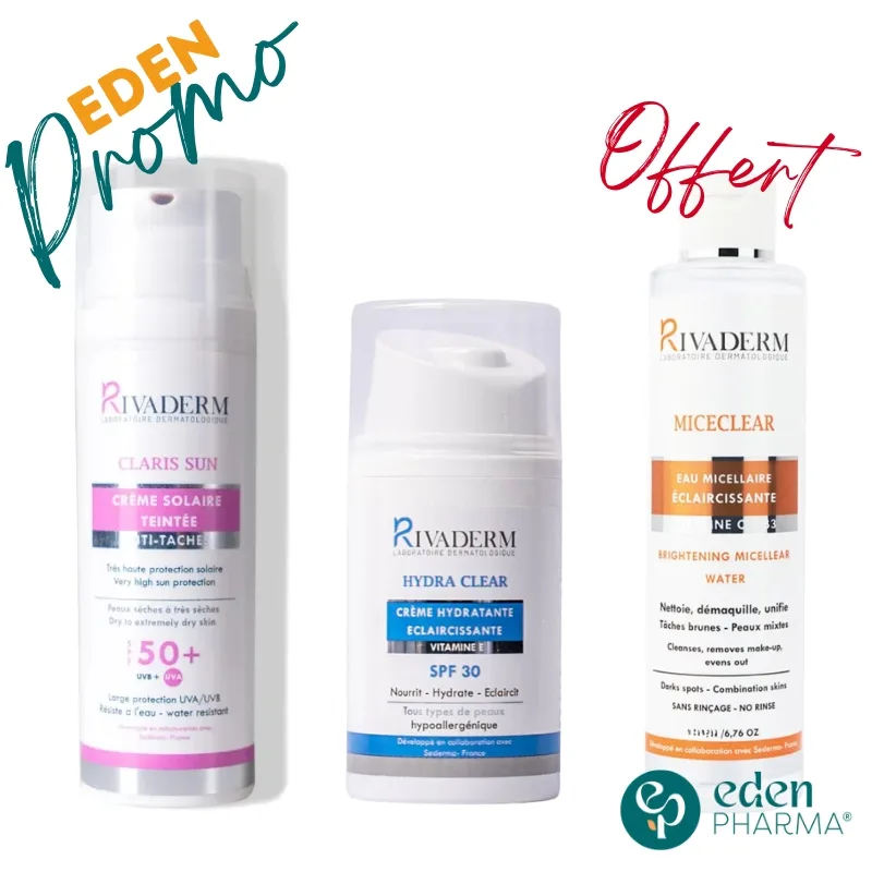 RIVADERM TRIO ROUTINE ECLAT EAU MICELLAIRE ÉCLAIRCISSANTE OFFERT