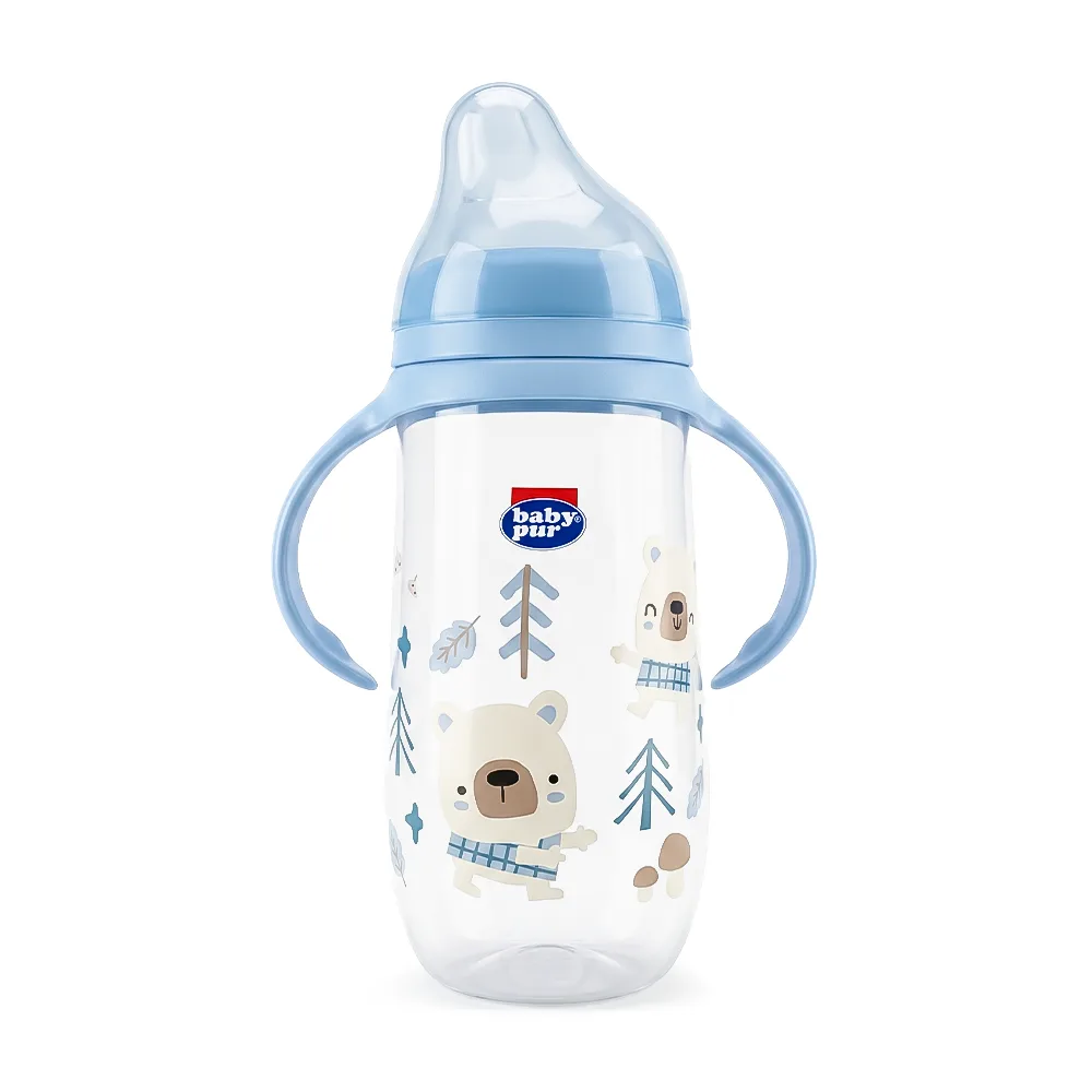 BABY PUR BIBERON ANGULAIRE LARGE EN PLASTIQUE AVEC ANSE 420ML REF 72501