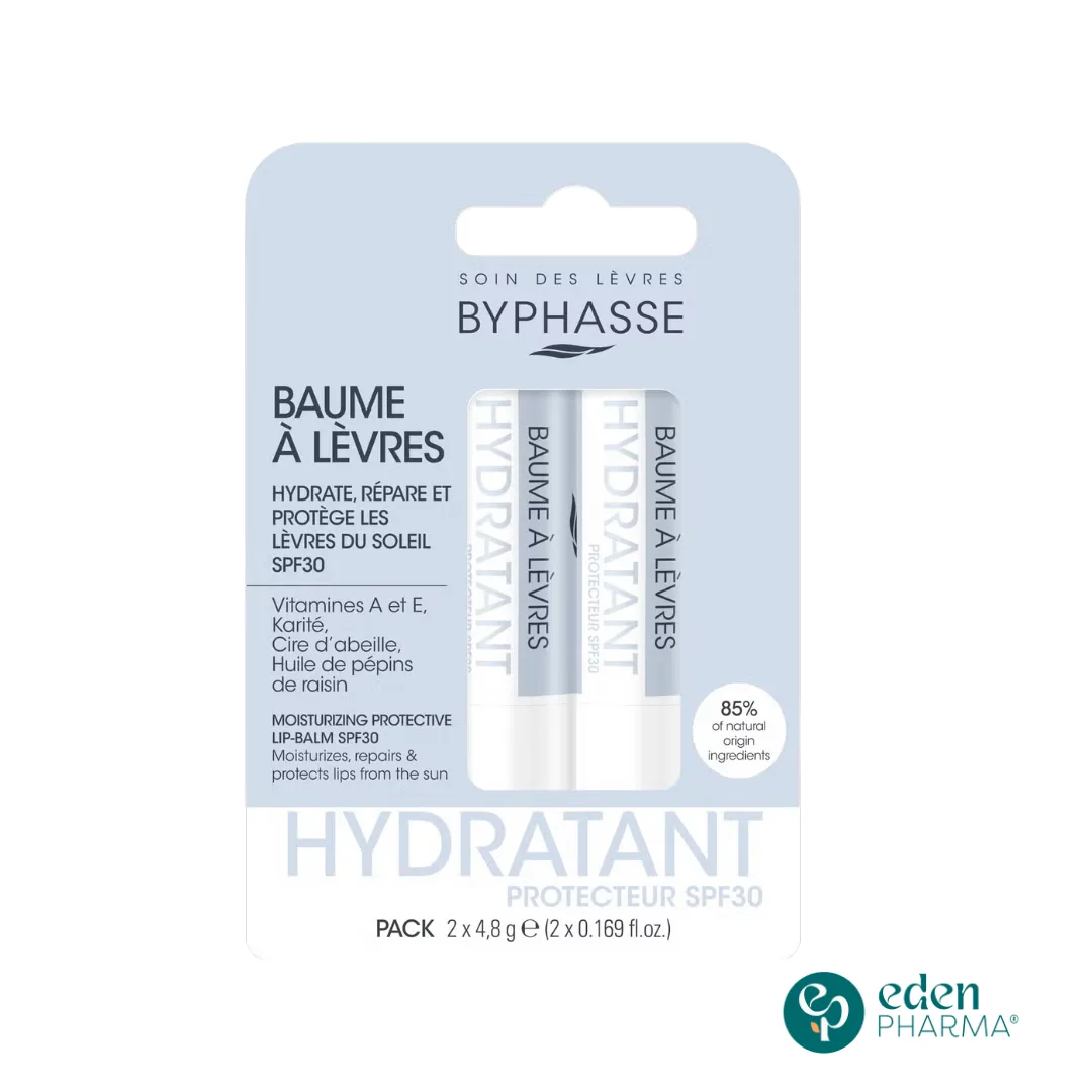 BYPHASSE BAUME LÈVRES HYDRATANT REPARE ET PROTEGE SPF 30 (2X4,8GR)