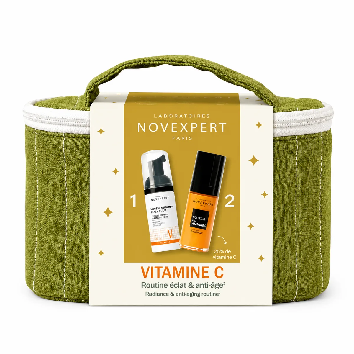 NOVEXPERT COFFRET SERUM BOOSTER A LA VITAMINE C 30 ML+MOUSSE NETTOYANTE FLASH ECLAT 40ML (OFFERT)