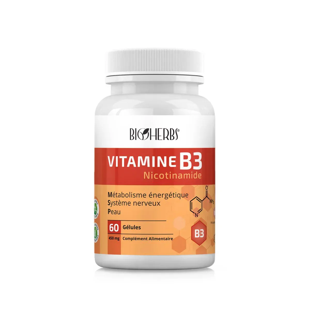 BIOHERBS VITAMINE B3 NICOTINAMIDE 30 GÉLULES
