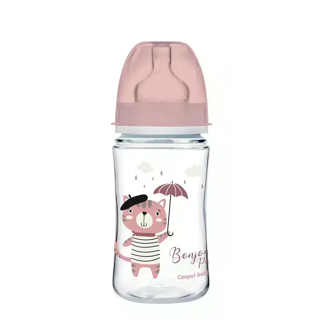 CANPOL BIBERON COL LARGE POLYPROPYLÈNE BONJOUR PARIS ROSE 240ML