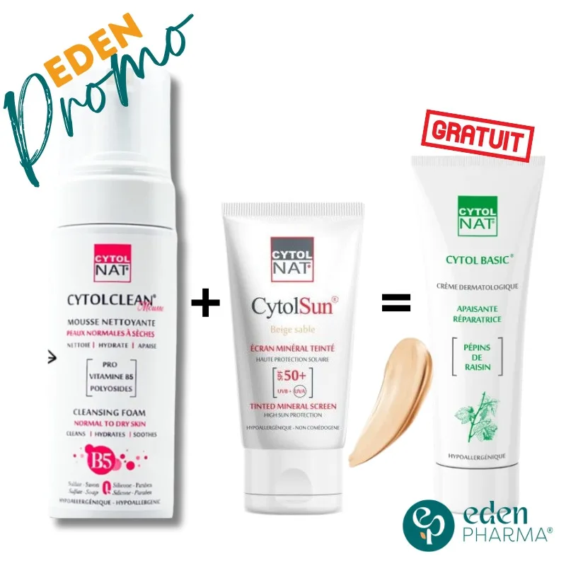 PACK CYTOLCLEAN MOUSSE+CYTOLSUN BEIGE SABLE+CYTOLBASIC 50ML OFFERT