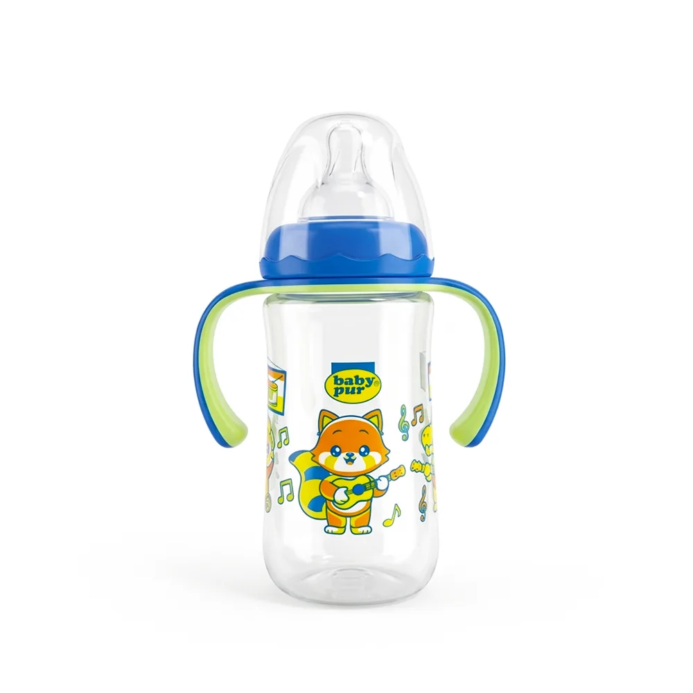 BABY PUR BIBERON EN PLASTIQUE LARGE AVEC ANSE 270ML REF RU002