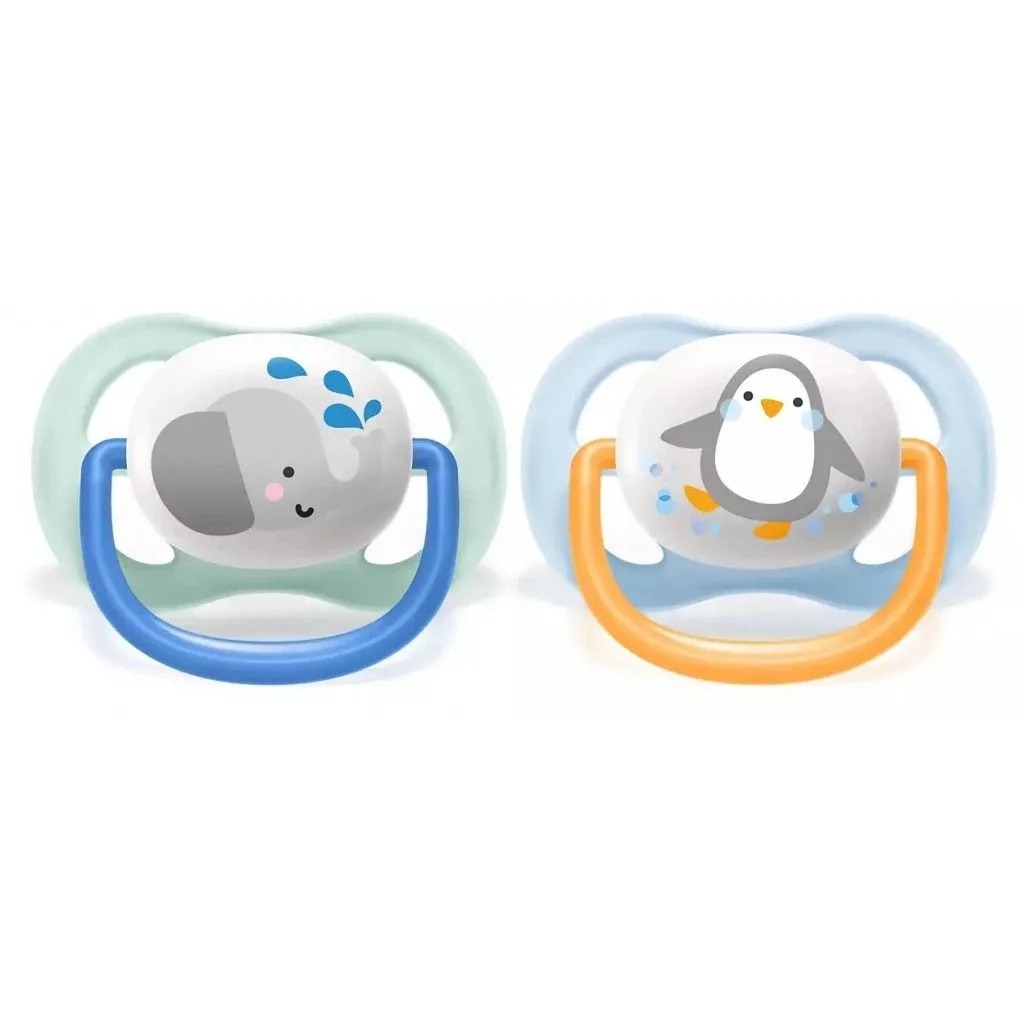 AVENT 2 SUCETTES ULTRA AIR ANIMALS GARCON 0-6M
