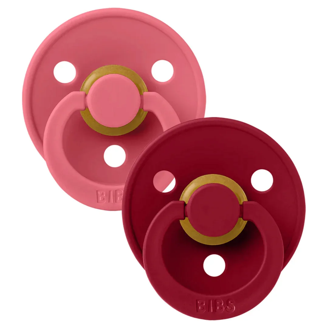 BIBS 2 SUCETTES NATURAL RUBBER CORAL/RUBY 2 AGE 6M+