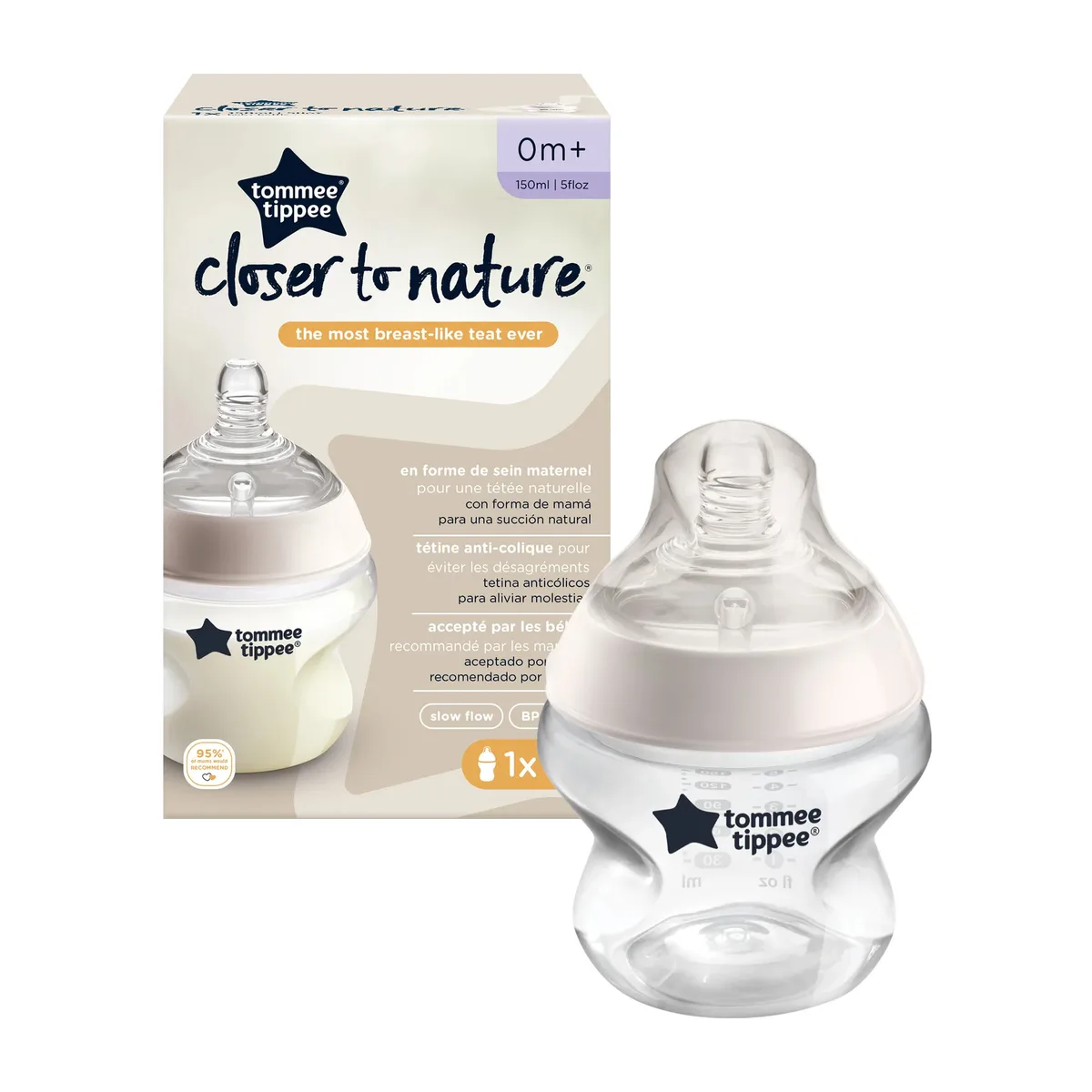 TOMMEE TIPPEE CLOSER TO NATURE BIBERON BLANC 0M+ 150ML