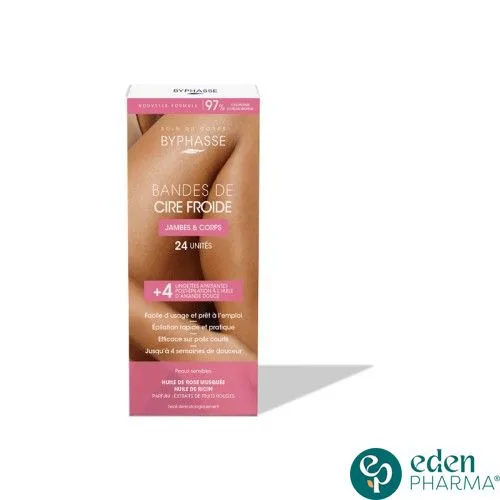 BYPHASSE BANDES DE CIRE FROIDE VISAGE (24 BANDES+4 LINGETTES)