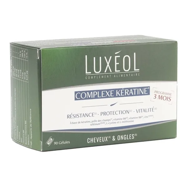 LUXEOL CHEVEUX COMPLEXE KERATINE 3 MOIS 90 GELULES