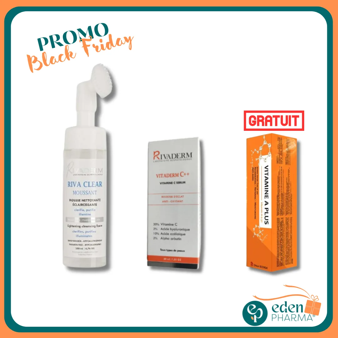RIVADERM GEL NETTOYANT + CREME VIT C + VITAMINE A OPALIA GRATUITE