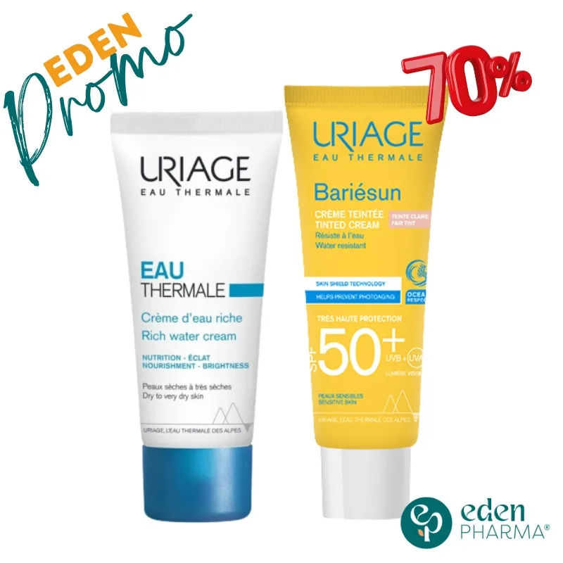 URIAGE CREME D'EAU RICHE + BARIESUN SPF50 CLAIRE -70%