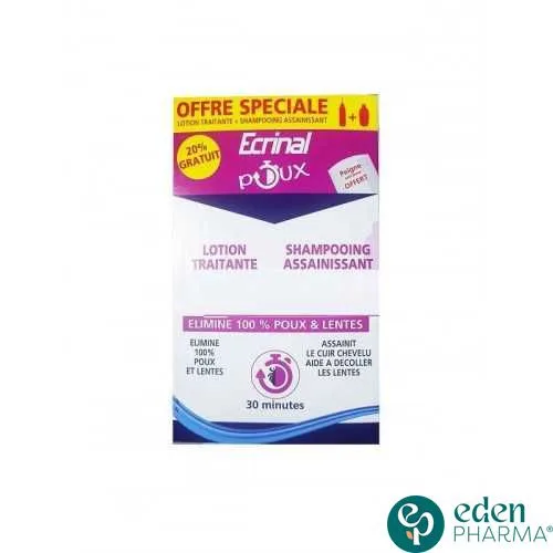 ECRINAL PACK ANTI POUX LOTION+SHAMPOOING (PEIGNE OFFERT)